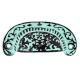 Aqua Green Distressed Floral D Pull Iron Handle